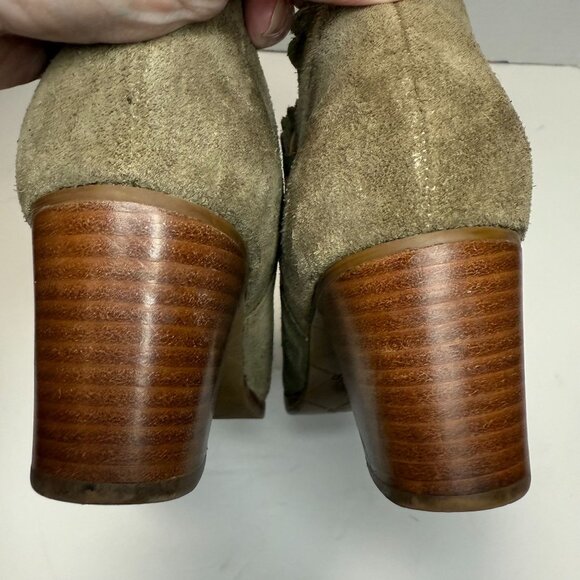 Jack Rogers Women's Marianna Suede Ankle Boots Side Zip Stacked Heel Taupe Sz 8 - Picture 4 of 8